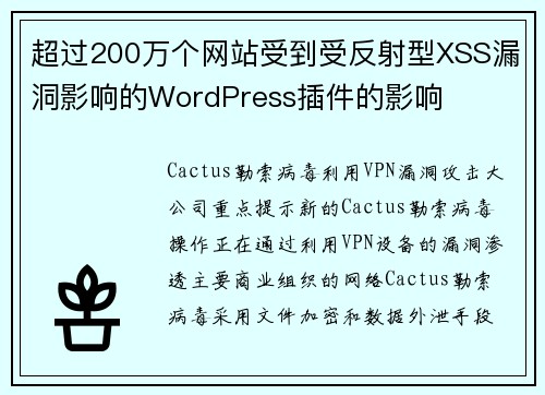 超过200万个网站受到受反射型XSS漏洞影响的WordPress插件的影响 