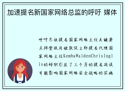 加速提名新国家网络总监的呼吁 媒体